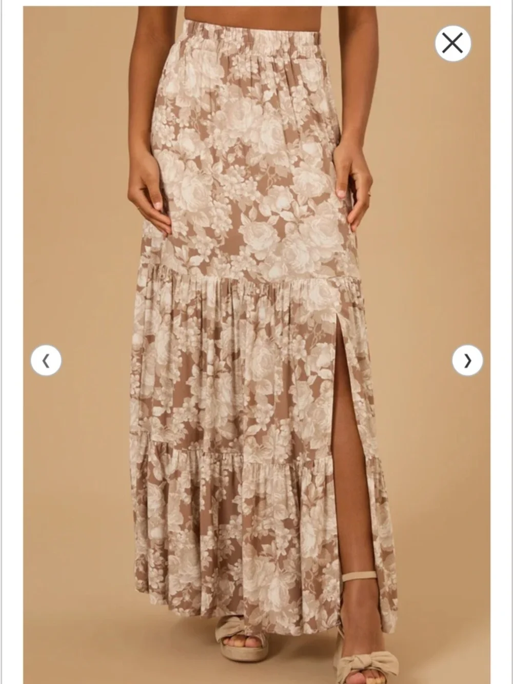 Floral Maxi Skirt in Beige Floral - Picture 2 of 3